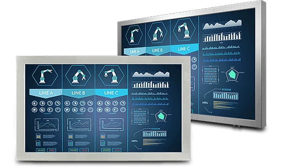 Fully ruggedized IP65 monitors with 42” and larger screen size